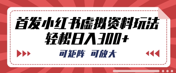 首发小红书虚拟资料玩法，可矩阵，可放大，轻松日入3张-创客岛