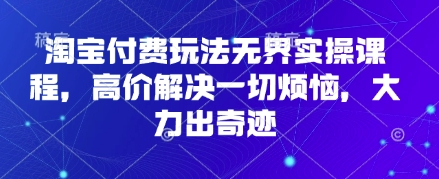 淘宝付费玩法无界实操课程,高价解决一切烦恼,大力出奇迹-创客岛
