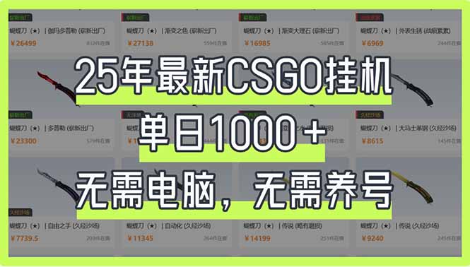 （14178期）25年最新CSGO挂机系统，单日1000+，无需电脑，无需养号，0基础可上手-创客岛