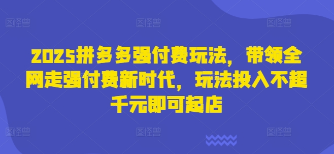 2025拼多多强付费玩法，带领全网走强付费新时代，玩法投入不超千元即可起店-创客岛
