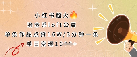 小红书超火的治愈系loft公寓，单条作品点赞16W，3分钟一条，单日变现数张-创客岛