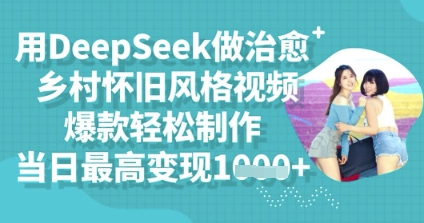 用DeepSeek做治愈乡村怀旧风格视频，爆款轻松制作，当日最高变现多张-创客岛